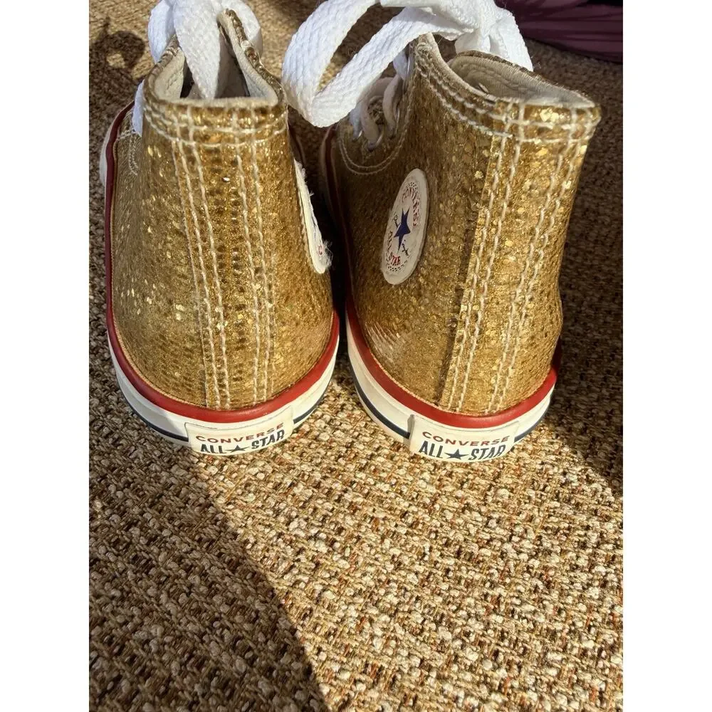 Converse Infant Chuck Taylor All Star Sparkle Gold Hi Top Sneaker Size 7